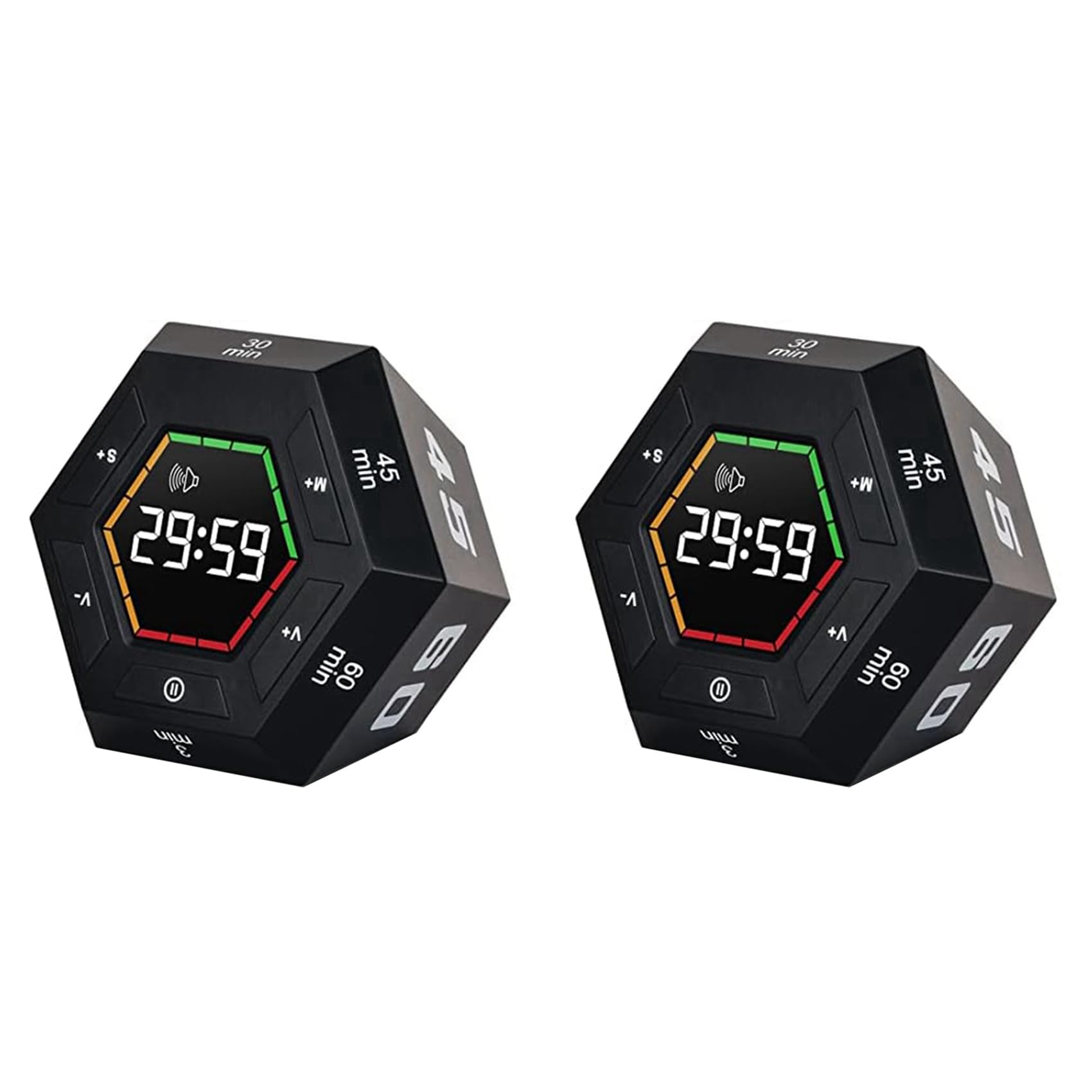 Aundhegrtt 2X Pomodoro Timer, Productivity Timer,3, 5, 15, 30, 45, 60 Minute Preset Countdown Timer, Time Management Tool