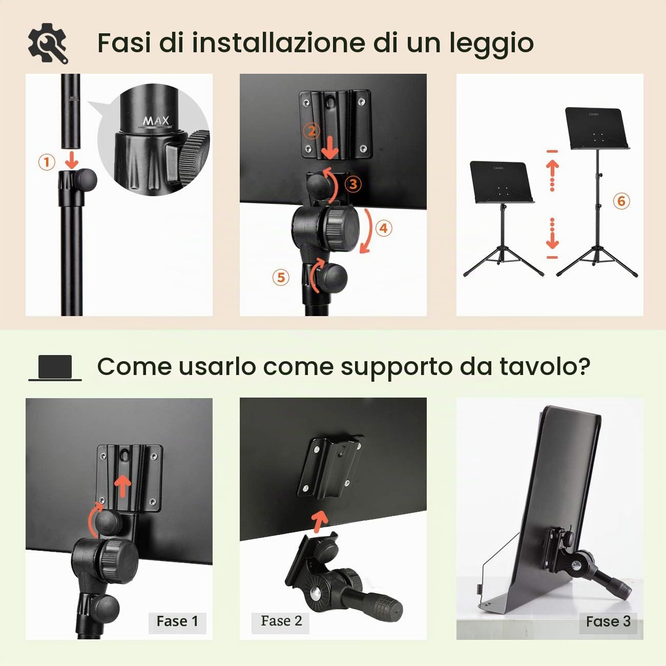 CAHAYA Leggio Musicale Pieghevole per Spartiti 80-145cm Portatile e Professionale Leggio Spartiti Musicali da Orchestra con Custodia e Raccoglitore Musicale