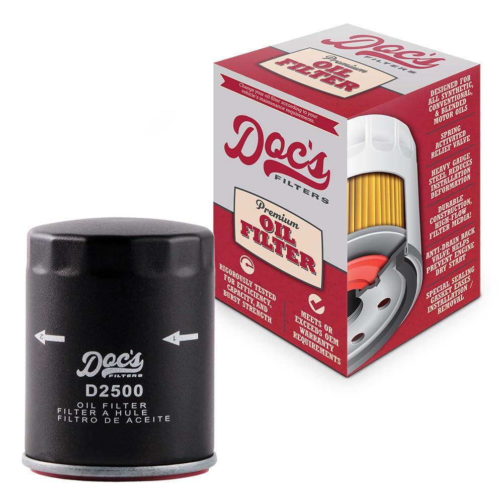 Oil Filter D2500 | Compatible with Ford 1992+, Chevrolet 2011+, GMC 2011+, Ram 2011-2013, 2022, Mazda 2000-2011, Dodge 2005-2022, Chrysler 2008-2014, Compatible with Mitsubishi 2009