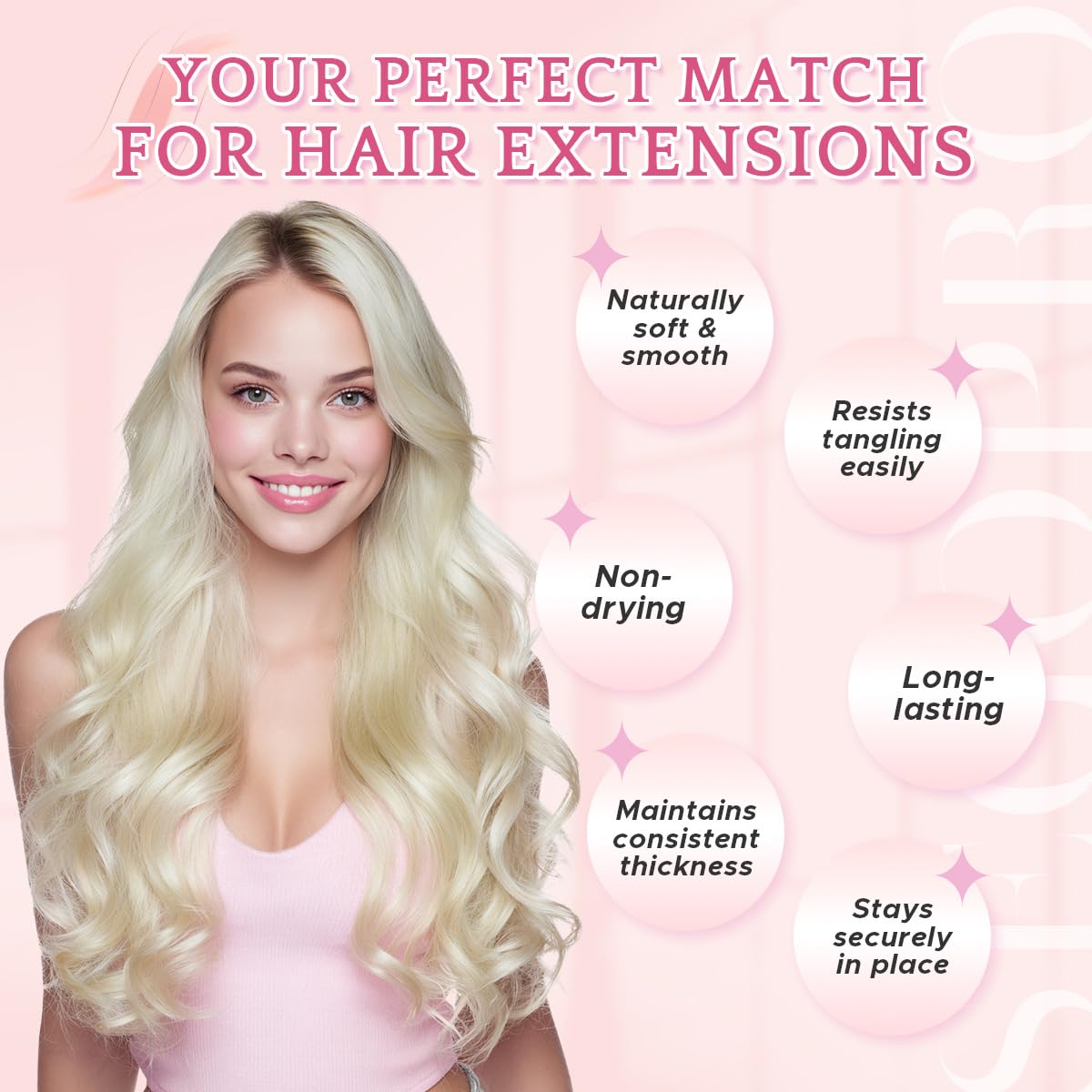 SEGO Pro Clip in Hair Extensions 8 Pcs 18 Clips Full Head Synthetic Fiber Hair Pieces for Women Curly 24 Inch (Bleach Blonde) - Image 3