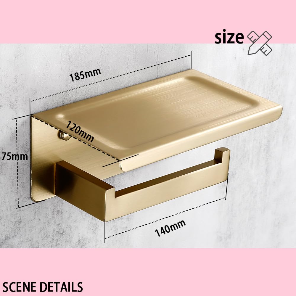 Juego de Accesorios de baño de Oro Cepillado, Soporte para Rollo de Papel higiénico para Montaje en Pared, toallero, Colgador de Bata, Kit de Accesorios de Acero Inoxidable, Placa de Soporte de pape