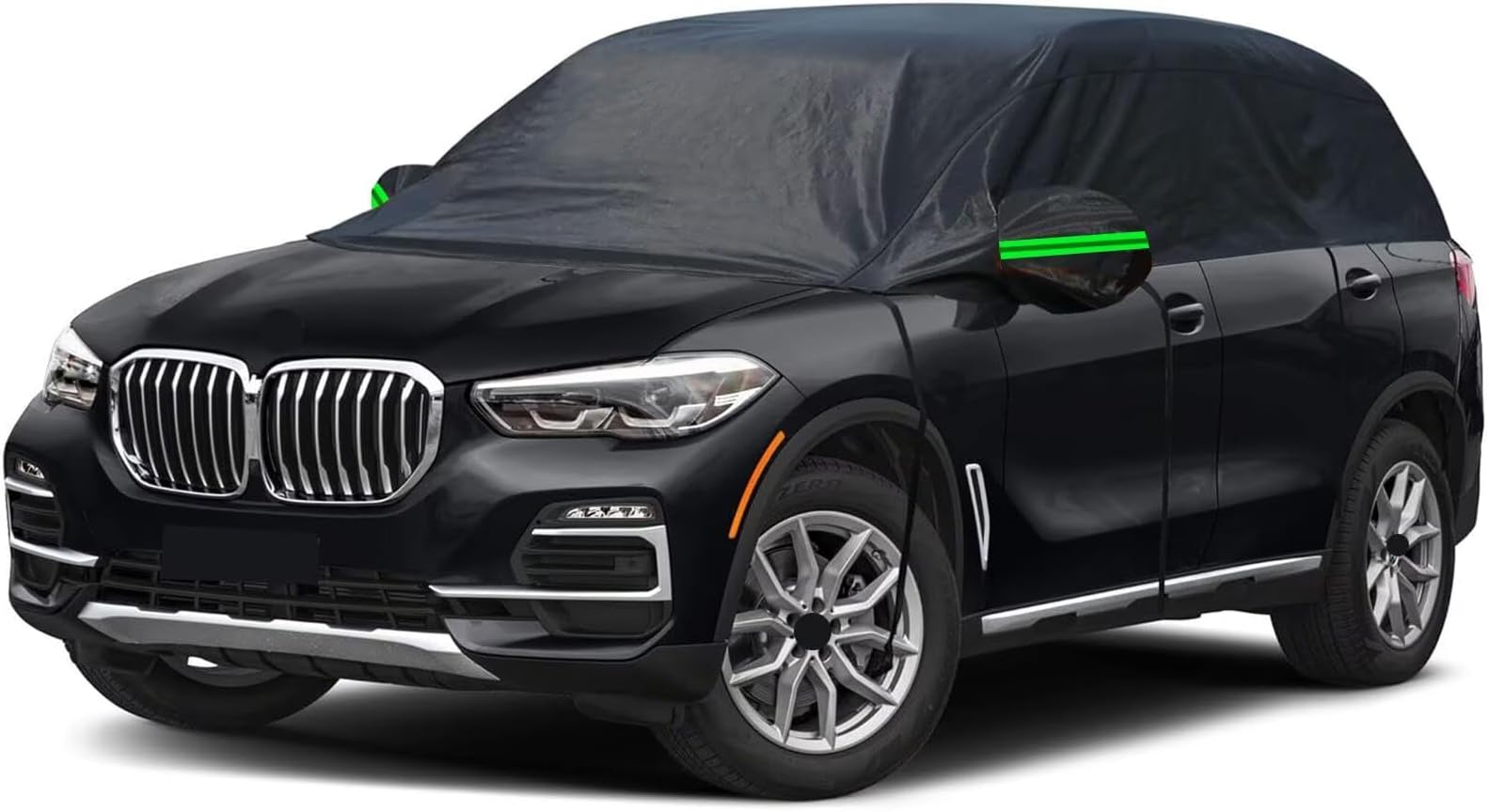 generic Half car cover Compatible with Audi SQ8 e-tron 2024，Waterproof and snowproof， Sunroof Cover, Car Window Cover half car cover for winter（Black）