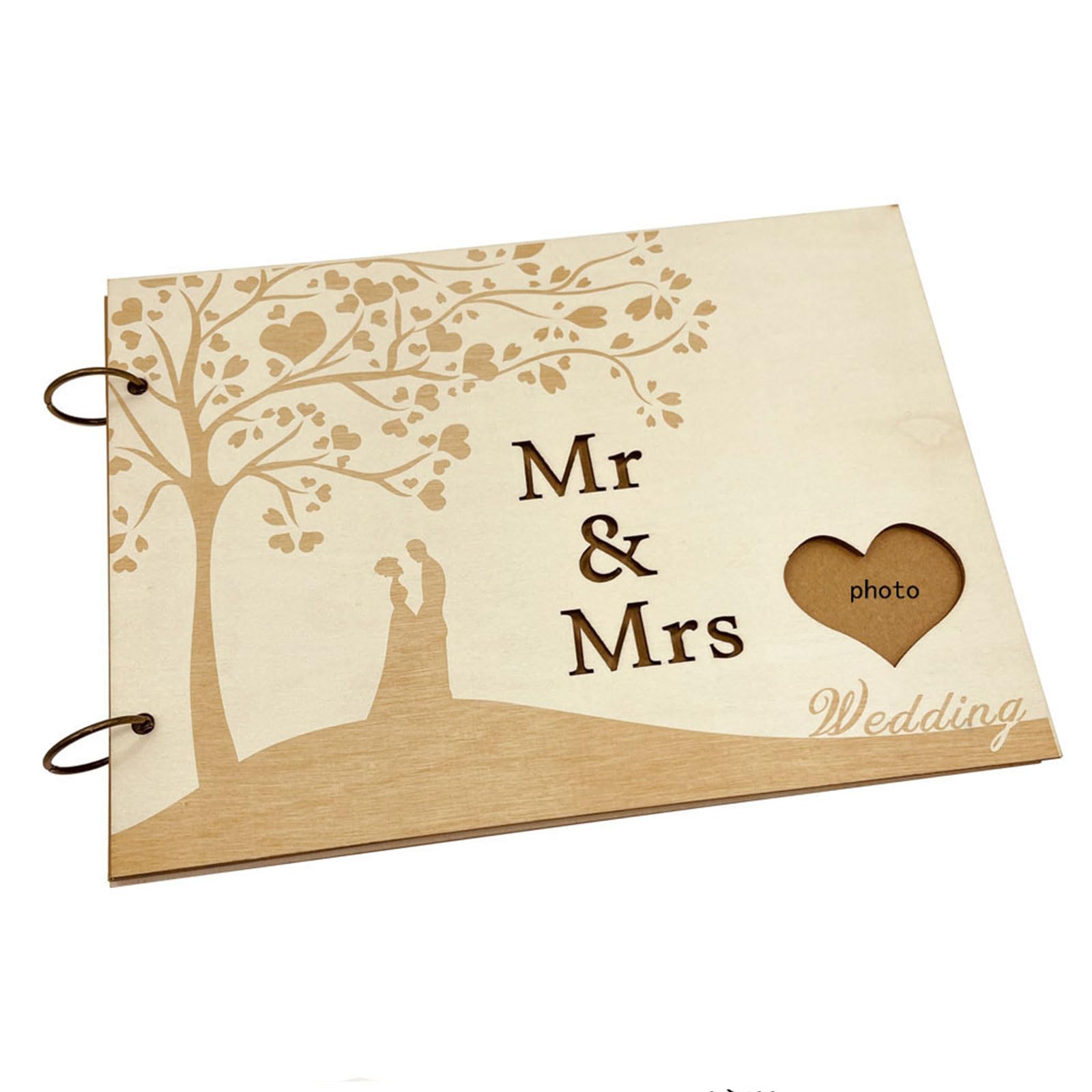 kmgfsd Rustics Wooden Guest Book Wedding Reception Hardcover Guest Sign Wood Album for Parties Reception Decorations