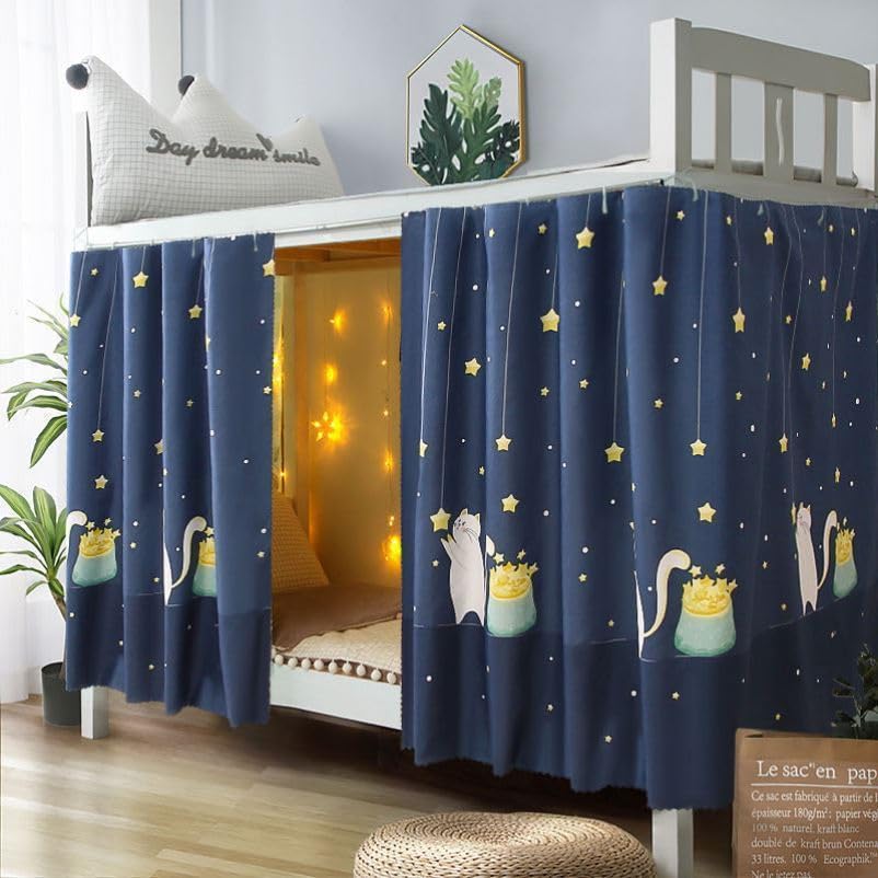 Blackout Bunk Bed Curtains Breathable Dustproof Bed Shading Drapes Lightproof Curtains Student Dormitory Privacy Cover Canopy Shading Cloths Lightproof Bedding Canopy Tent for Single Sleeper