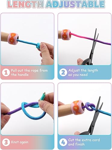 Miniatura 5 de Lorvain - Cuerda de saltar ajustable para niños, cuerda de saltar para niños con mango de madera para niñas y niños, cuerdas de salto pesadas para