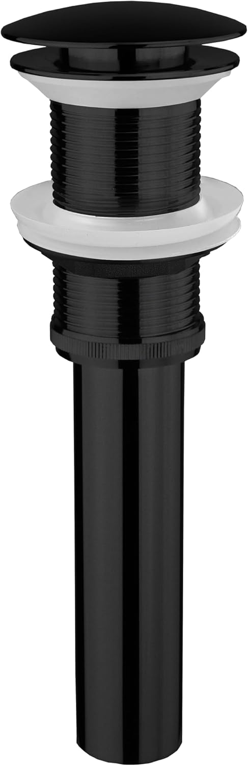Galim Pop Up Drain with Overflow for Bathroom Sink, Bigger Cap, All Brass Construction, Sealing Rubber Ring, Charcoal Gray Finish, Sink Drain for Bathroom and Kitchen