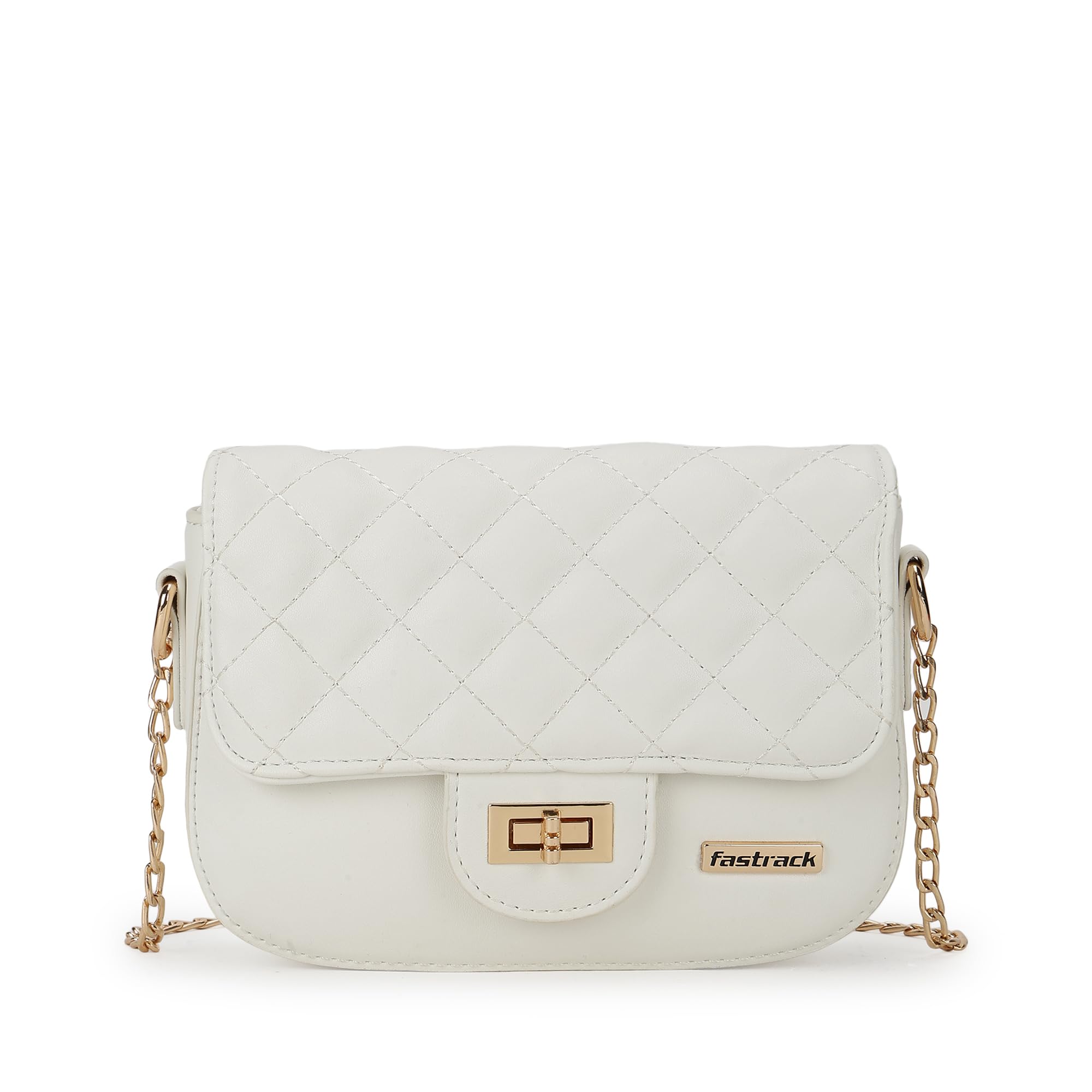 Quilted Sling Bag For Women, Girls and Ladies | with Flap and Twist Closure |Chicest Chain Strap Sling Bag | Ladies Purse Handbag | Slings For Casual Carry, White-image-34
