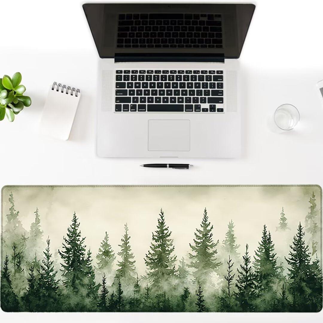 Leśna podkładka pod mysz XXL - 1600x800x3mm - krajobraz Duża mata na biurko z przeszytymi krawędziami Wodoodporna antypoślizgowa do komputera, laptopa poprawia precyzję i szybkość. -36528