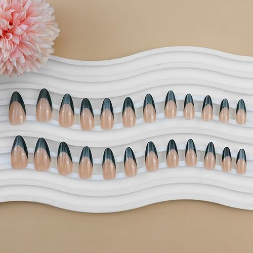 Miniatura 189 de Uñas postizas a presión marrón café, uñas postizas medianas de almendra, color sólido, cobertura completa, uñas postizas artificiales brillantes