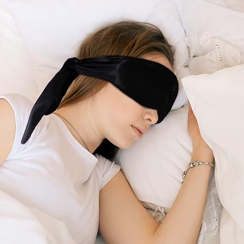 Miniatura 3 de 2 máscaras de satén para dormir, 62 pulgadas, ajustables, con vendas suaves, de satén, para mujeres, para viajes, siesta, meditación, 62 pulgadas