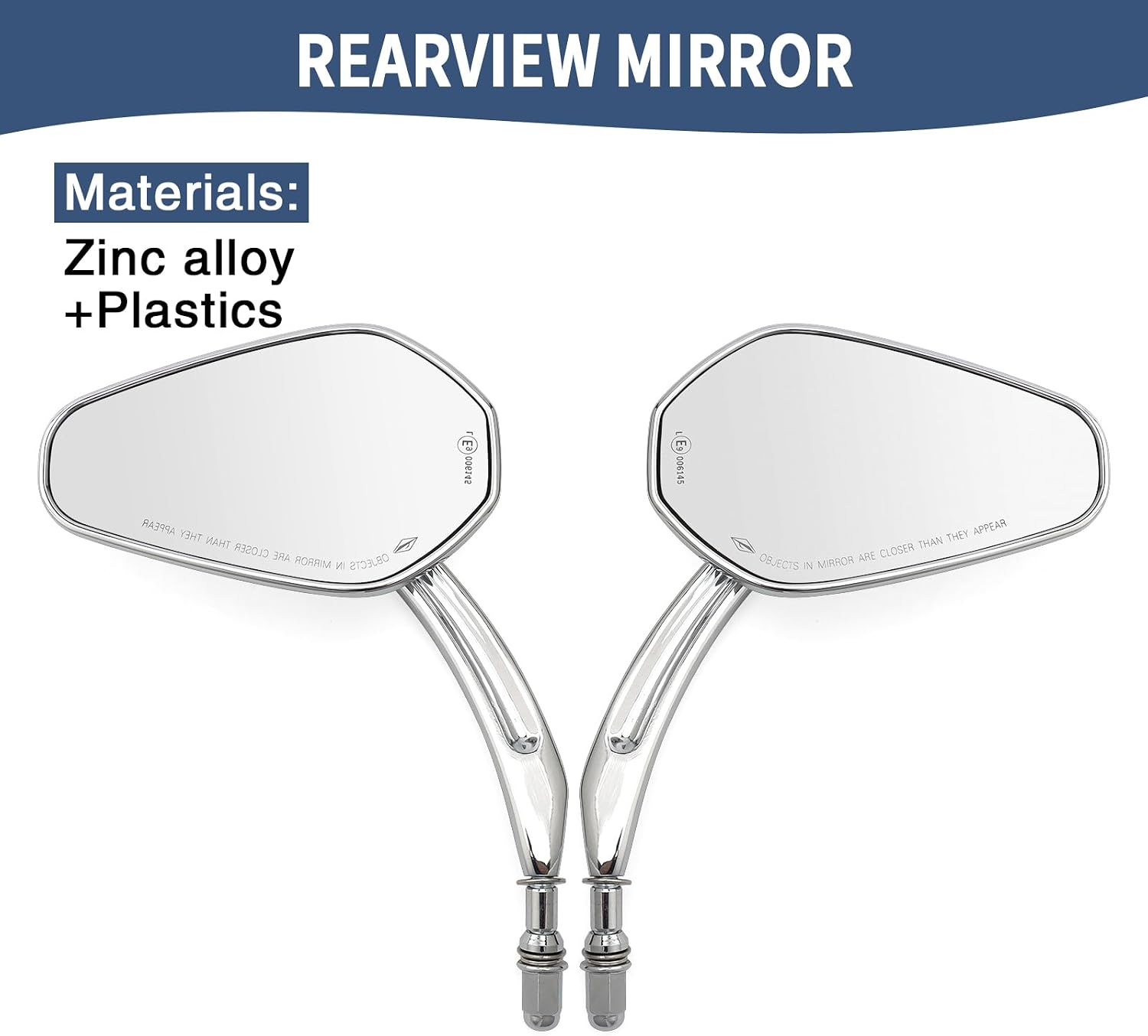 Motorcycle Mirrors 8mm Universal Rear View Side Mirrors Fit For Harley 1982-Later Sporster 883 1200 Low Rider S Softail Fat Bob Breakout 114 Touring Road King Street 500 XG500 750 Trike (Chrome)