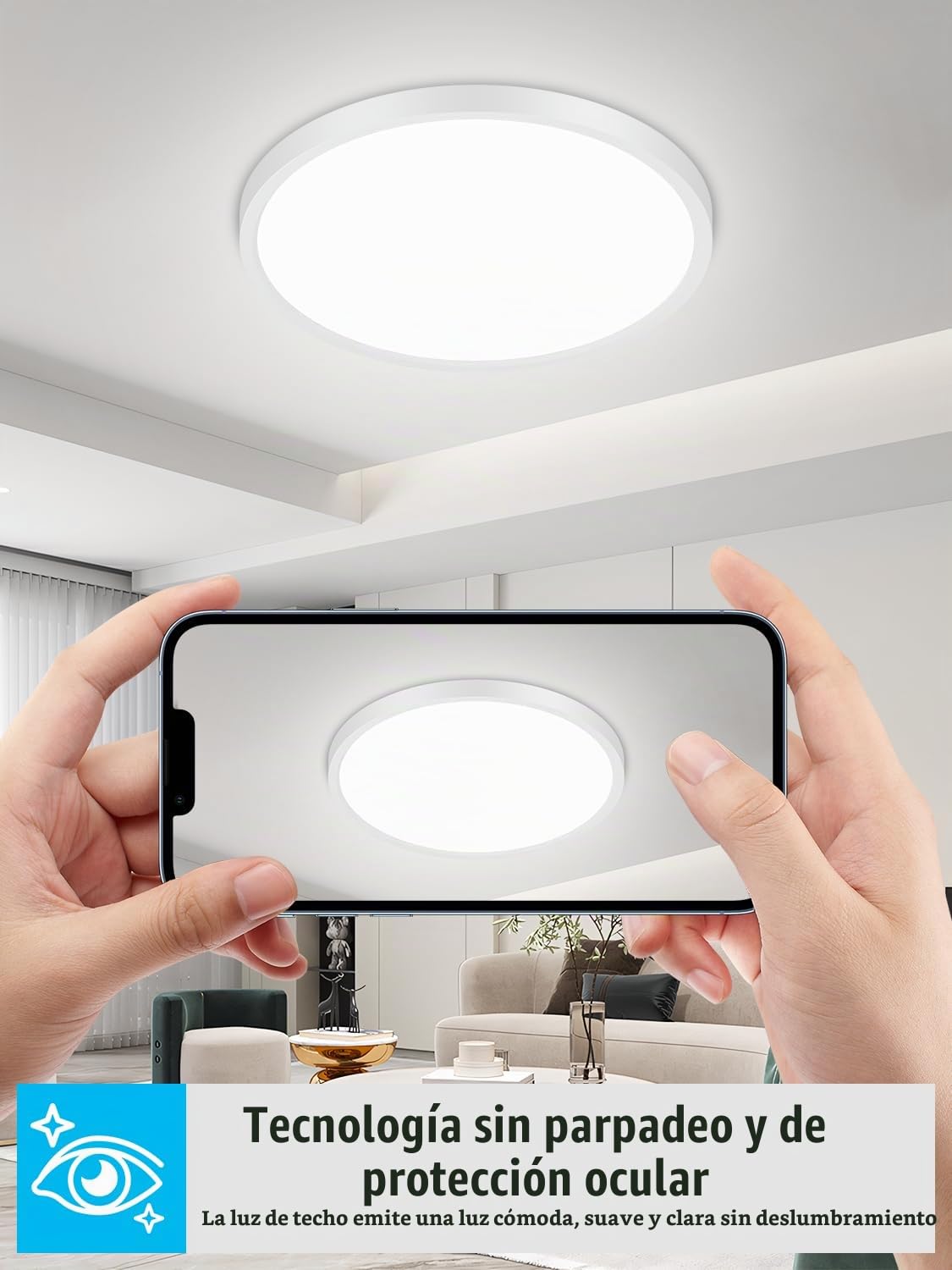 Plafon LED Techo 60W,6000LM Lampara Techo,6500K Blanco frio Plafones para Techo LED,Ø50CM Plafones Modernas Redondo,Plafon Techo para Cocina Salon Balcón Dormitorio Pasillo