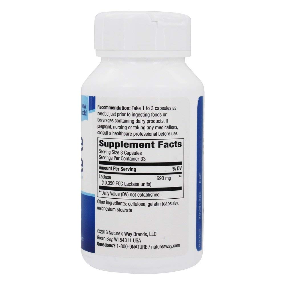 Nature's Way Lactose Defense Lactase Enzyme Capsules for Dairy, 100 ct — Amazon image 3