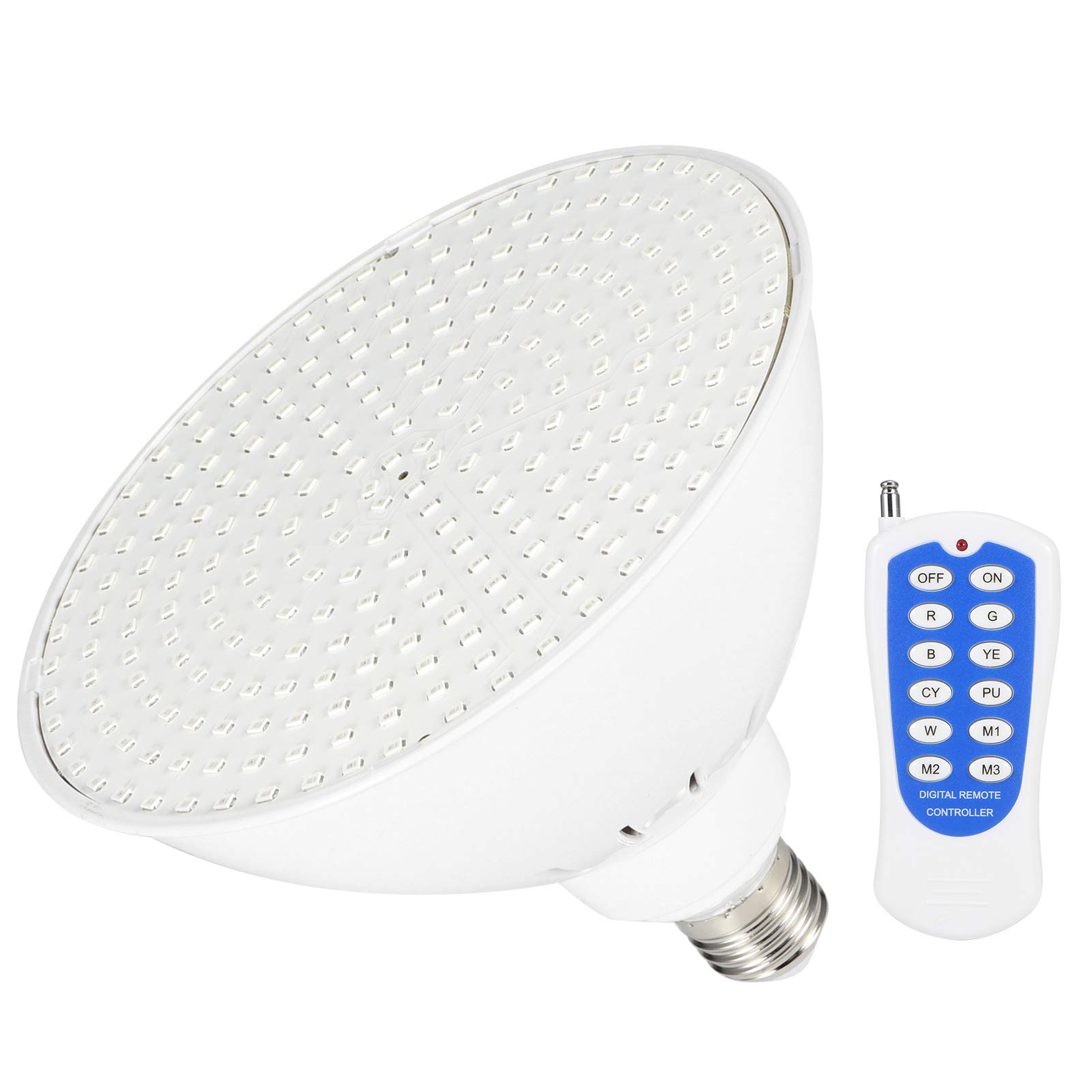 KENANLAN Bulbe RVB Light Light 25W E27 LED, Télécommande, IP68, AC 12V, Lampe Sous-marine avec Matériau en Aluminium PVC +, Sept Couleurs