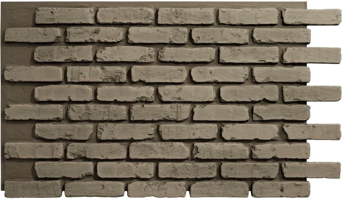 EverStone Aged Brick Faux Brick Panel, 46 7/8"W x 27"H x 1 1/4"D, Vintage White Color