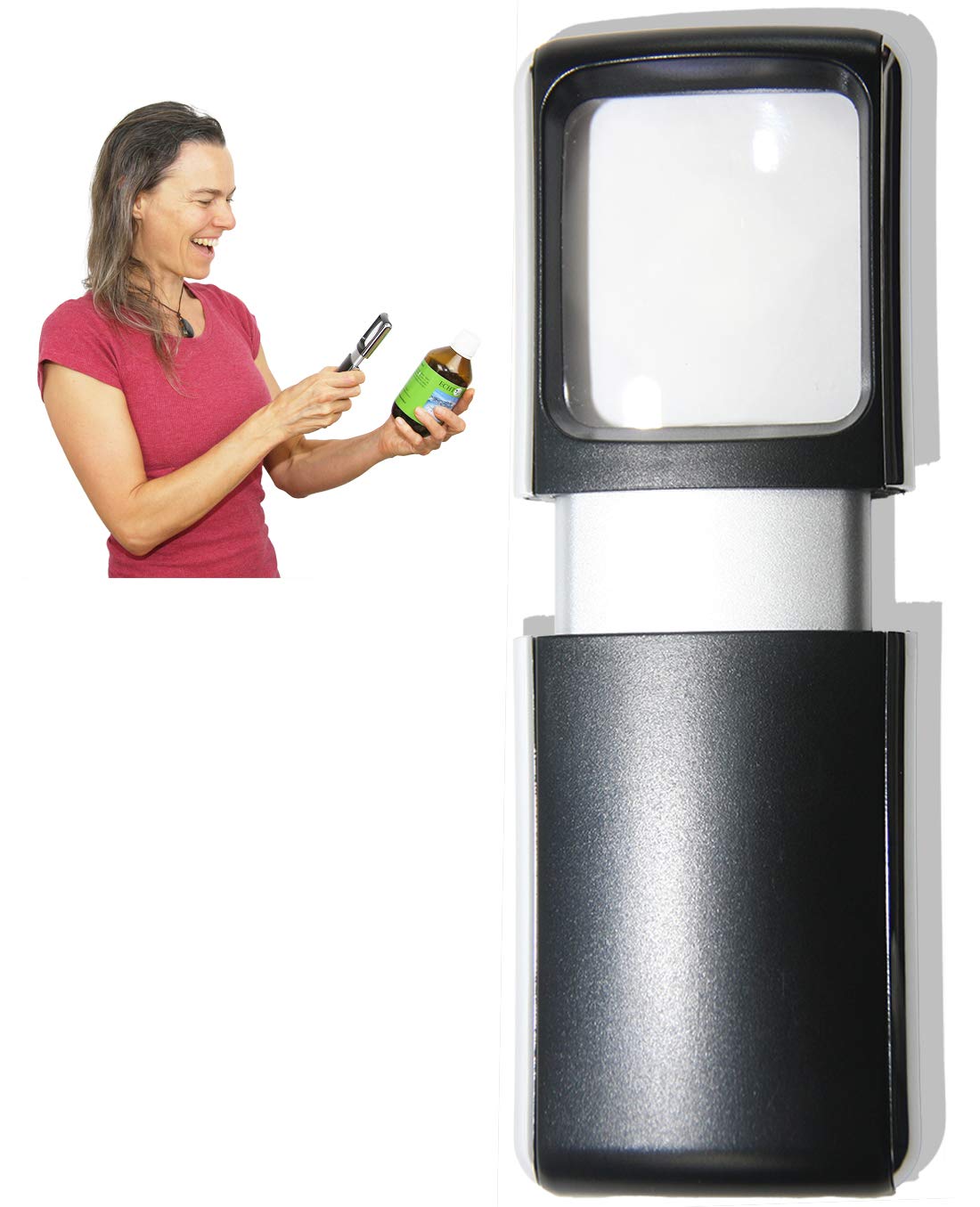 Easy Magnifier Small Magnifying Glass 3X with Bright Led Lightlighted Mini Pocket Magnifier, Loupe for Reading Tiny Print