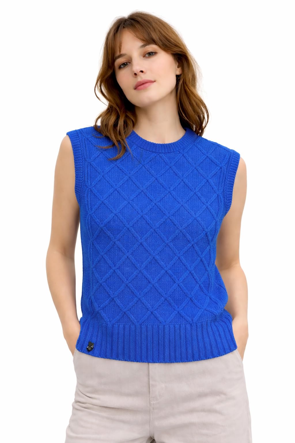 Stylish Women Cable Knit Sleeveless Sweater Vest | Cozy Winter Layering Sweater Round Neck | Soft Warm Winter Wear with Ribbed Hem for Ladies & Girls