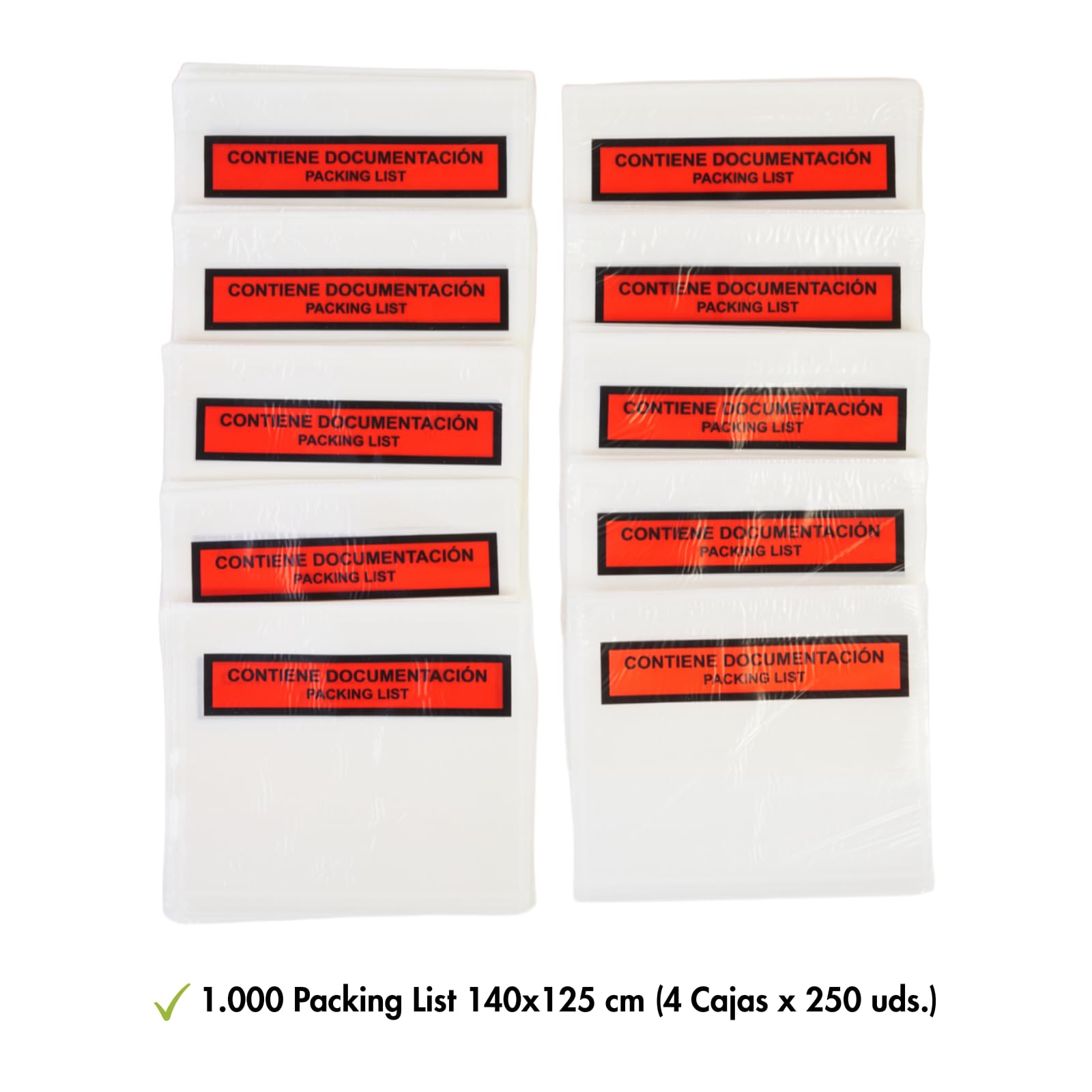 Dohe - Packing List 140x125 mm (1.000 uds.) | Sobres Transparentes de Plástico, Envío de Documentos, Transporte y Logística, Autoadhesivos Resistentes