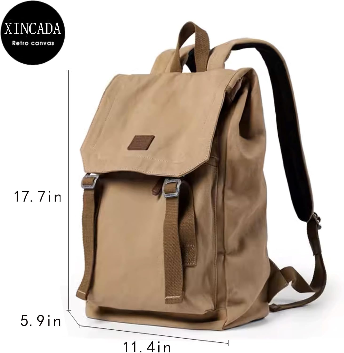 XINCADA Canvas 16 Inch Laptop Backpack for Men & Women,College Bookbag Computer Bag,Vintage Casual Daypack Backpacks,Carry on Flap Backpack Travel Rucksack