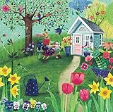 OHNE Briefumschlag Mila Marquis Postkarte 140x140mm ~ Frau im Garten ~ Effektlack