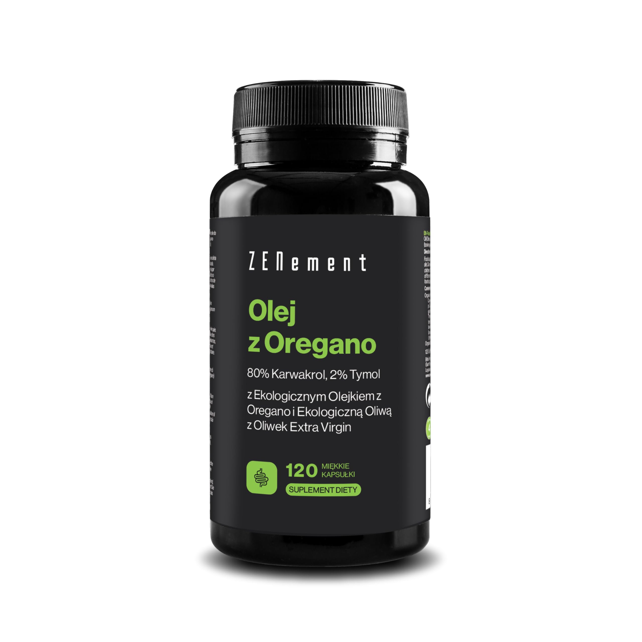 Olejek z Oregano, Standaryzowany do 80% Karwakrolu i 2% Tymolu – Z Ekologiczną Oliwą z Oliwek Extra Vergine dla Lepszego Wchłaniania – 120 Kapsułek Miękkich – Zenement
