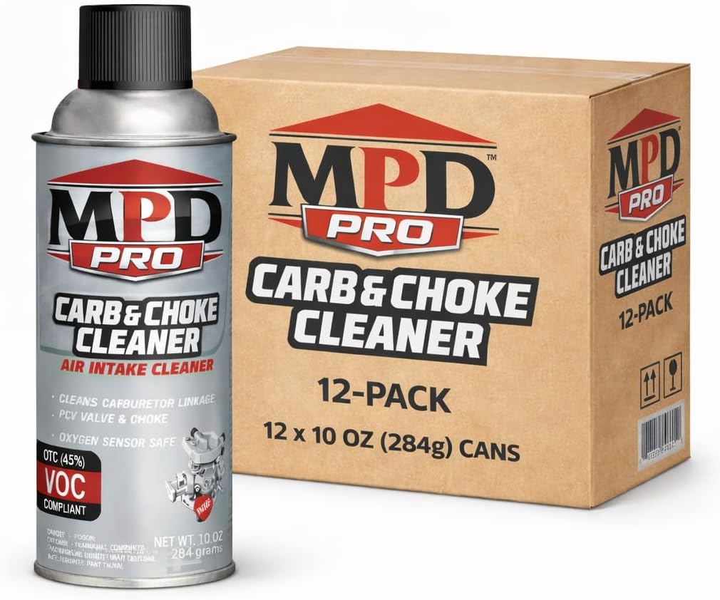 MPD Pro Carburetor & Choke Cleaner Spray – Fast-Acting Formula Removes Varnish, Gum & Sludge – Restores Airflow & Throttle Response – Low VOC, 45% Compliant – (Pack of 12)