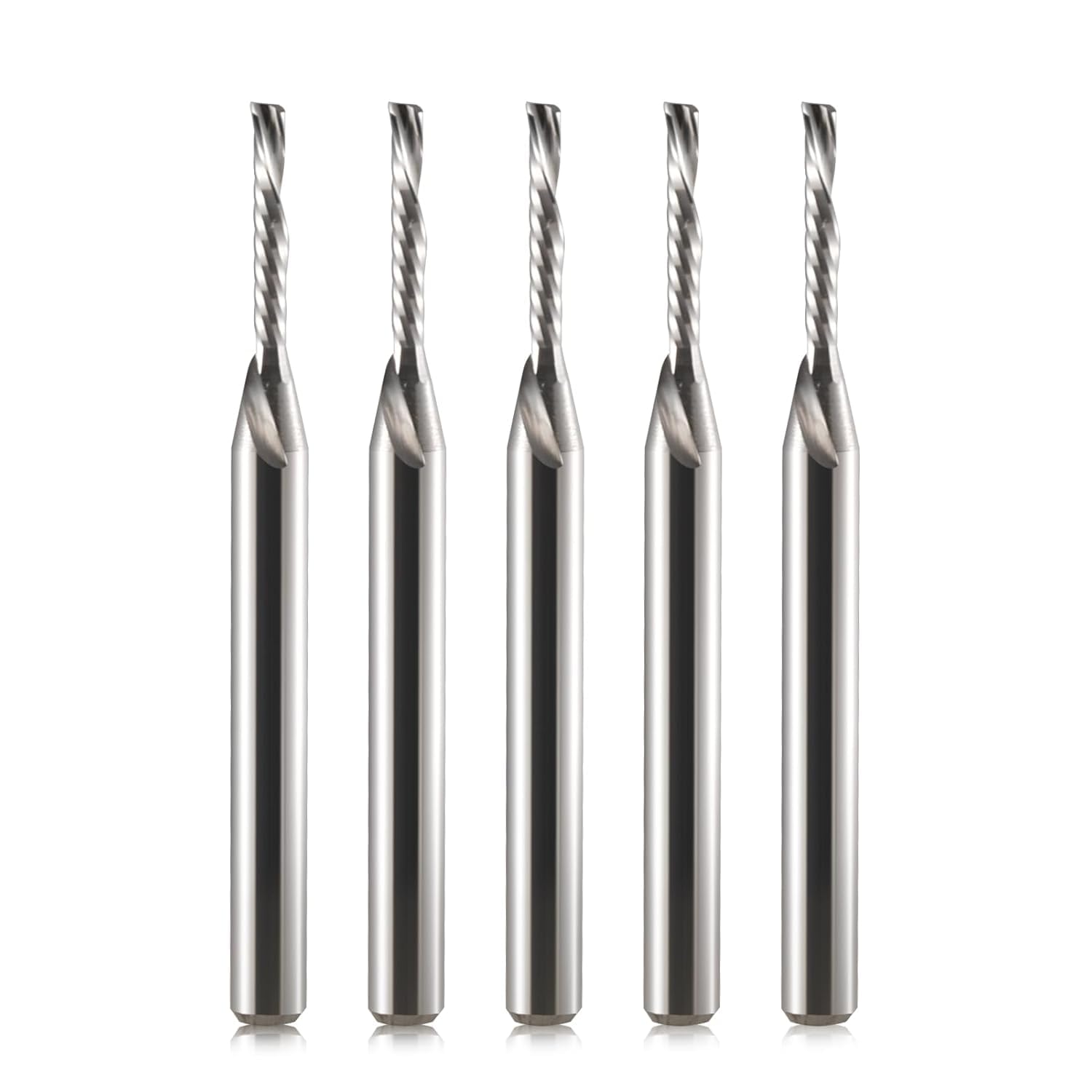 Milling Cutter 1/8 Inch Shank Diameter, End Mill, 1.5 mm CED 10 mm CEL Single Flute Downcut Spiral Milling Cutter CNC Milling Cutter for Acrylic, PVC, MDF, Aluminium, Pack of 5