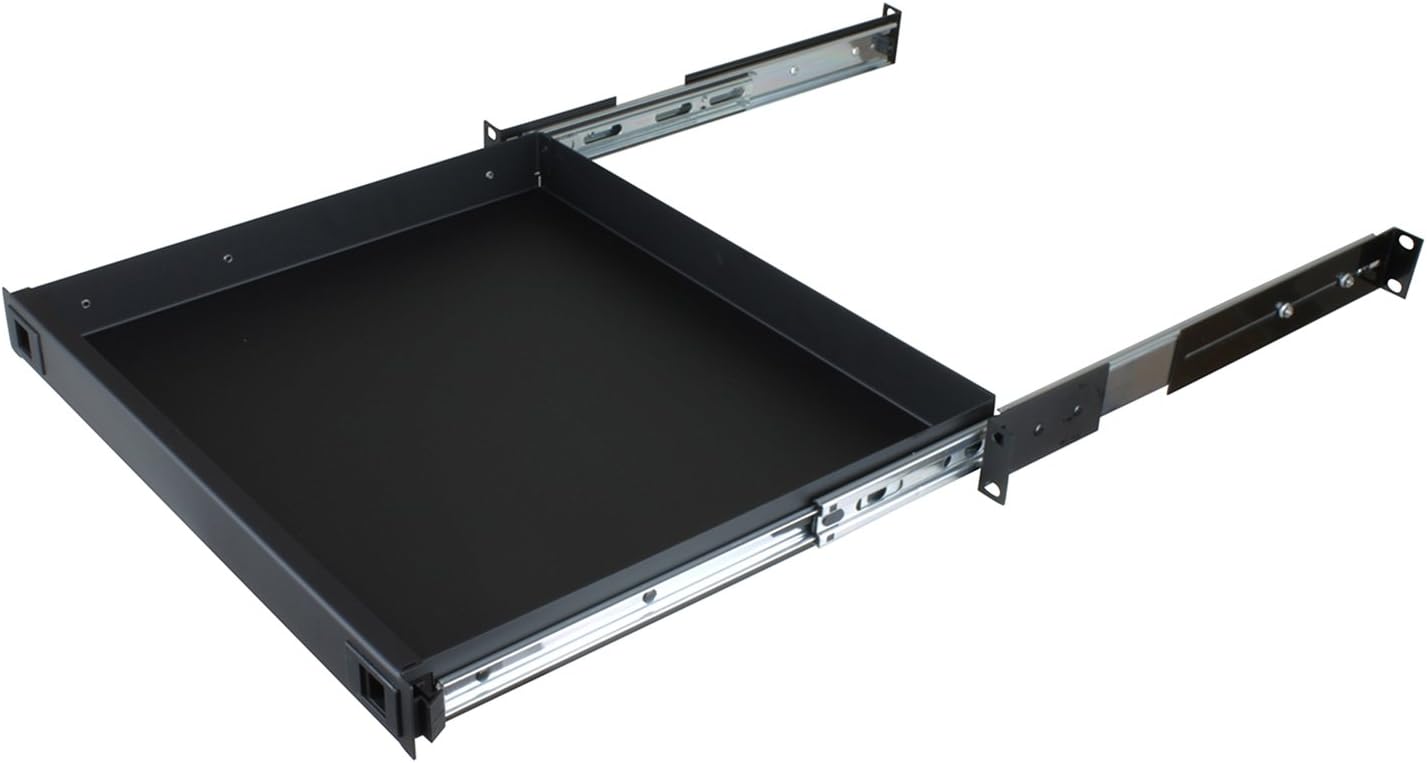 Penn Elcom R1291K/2L Sliding Rack Drawer (1U) with 2 Slam Locks (for Audio Racks, Home Theatres, IT), 15 Inch Depth