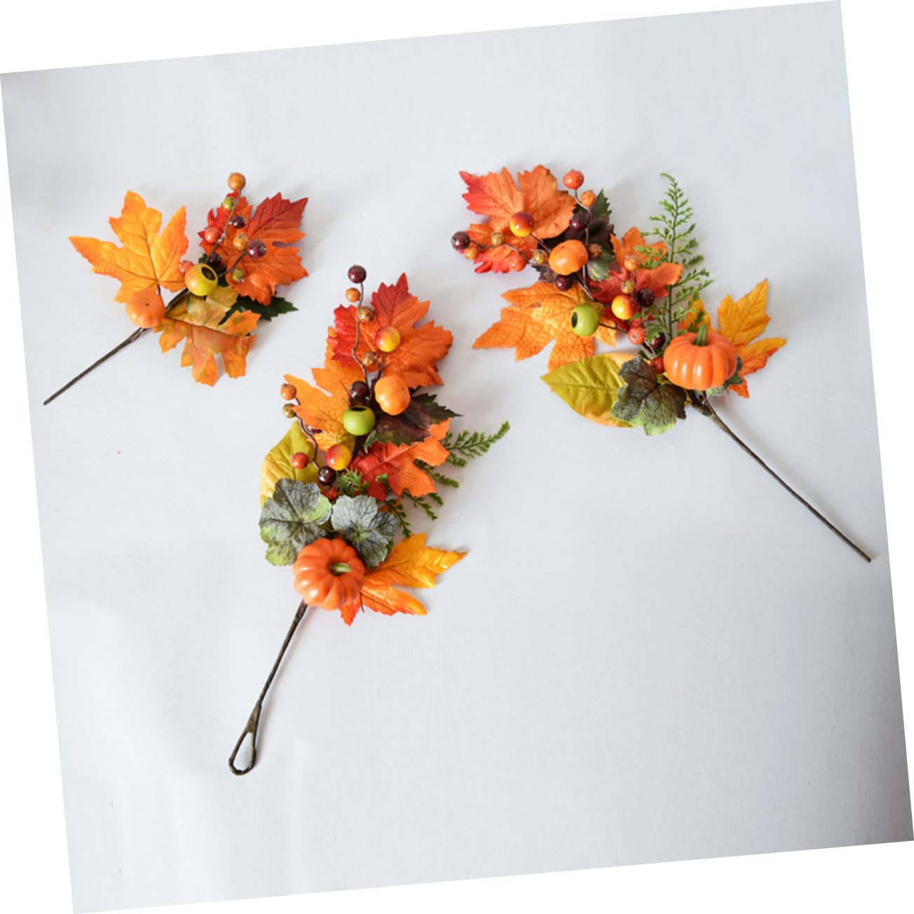 jojofuny 4 Sets Künstlicher Kürbis-Ahornblatt-Zweig Herbstblätter Erntedank-Dekoration Kunstpflanze Für Zuhause Outdoor Garten Dekoration 2 Stück X 4