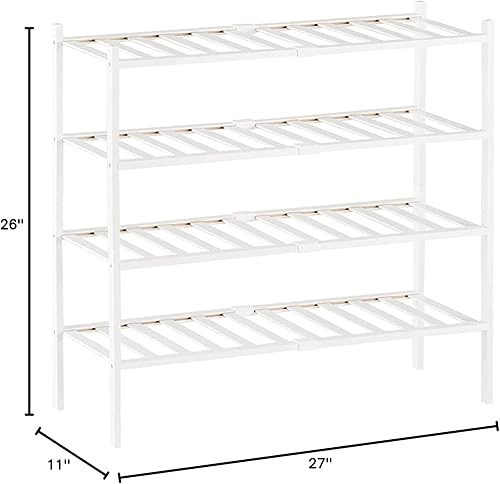 Miniatura 2 de HyxxOK Zapateros de bambú de pie, zapatero de bambú para entrada, pasillo, armario (4 niveles)