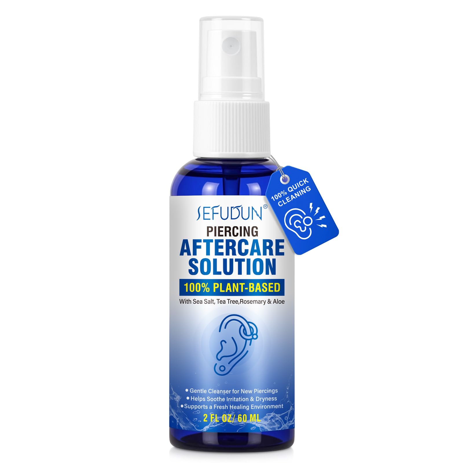 Piercing Aftercare Spray Saline Spray For Piercings Gentle Cleanser For Ear Nose Belly Button Cartilage Piercings Soothing Alcohol-Free