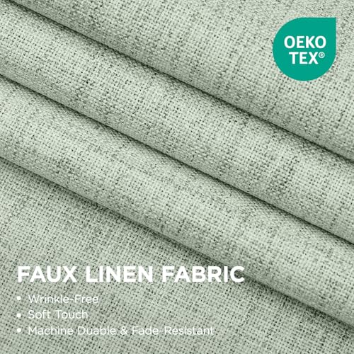 Image of Joydeco Sage Green Curtains 84 Inch Length, Linen 100% Blackout Curtains for Bedroom 2 Panels Set, Burlap Grommet Room Darkening Textured Curtains for Living Room (42x84 inch, Sage Green)