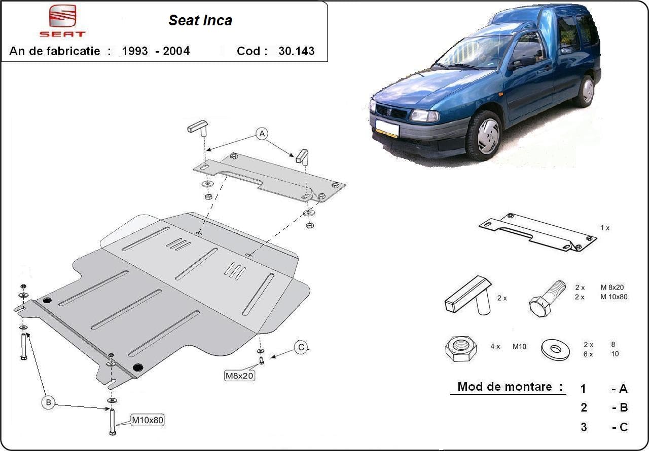 Protección metálica bajo el motor compatible con Seat Inca - (1995-2003)