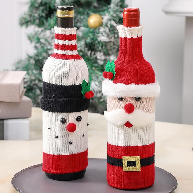 Juego de fundas para botellas de vino de Navidad (muñeco de nieve/Papá Noel (paquete de 2))