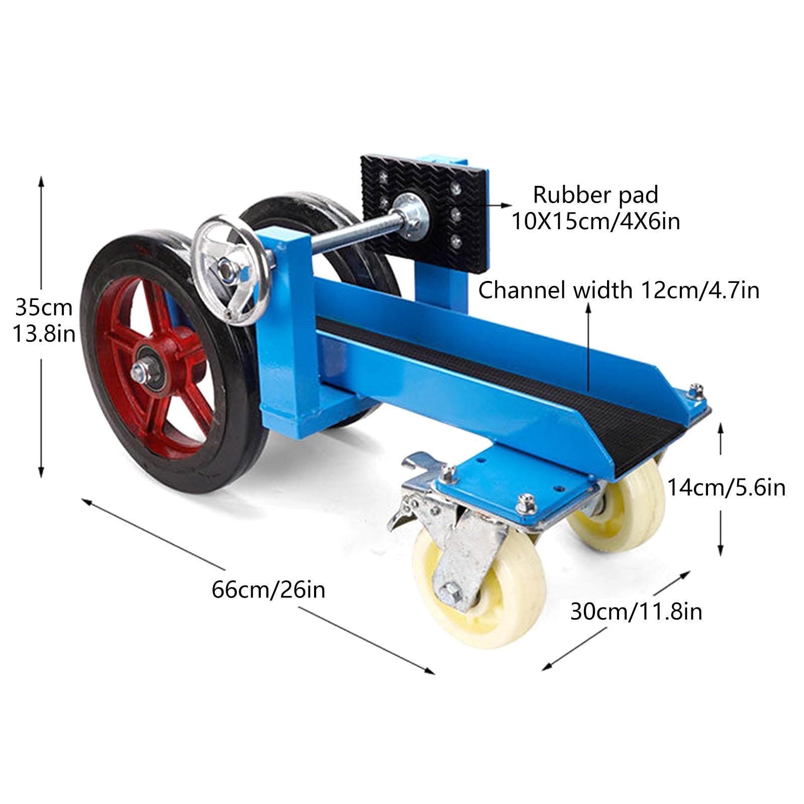 Wózek transportowy do paneli kamiennych, z regulowanym zaciskiem, udźwig 500 kg/1100 lbs, szerokość kanału 12 cm, do zastosowania w budownictwie i magazynach