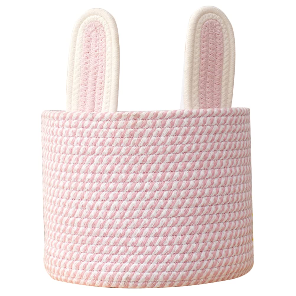 Panier de rangement corde de coton avec oreilles de lapin deco