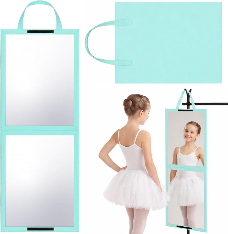Espelho dobrável portátil GlikCeil verde-menta, 85,09 cm x 34,04 cm