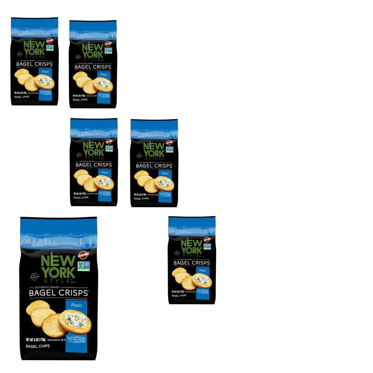 New York Style Plain Bagel Crisps, 6 oz, 6 Pack