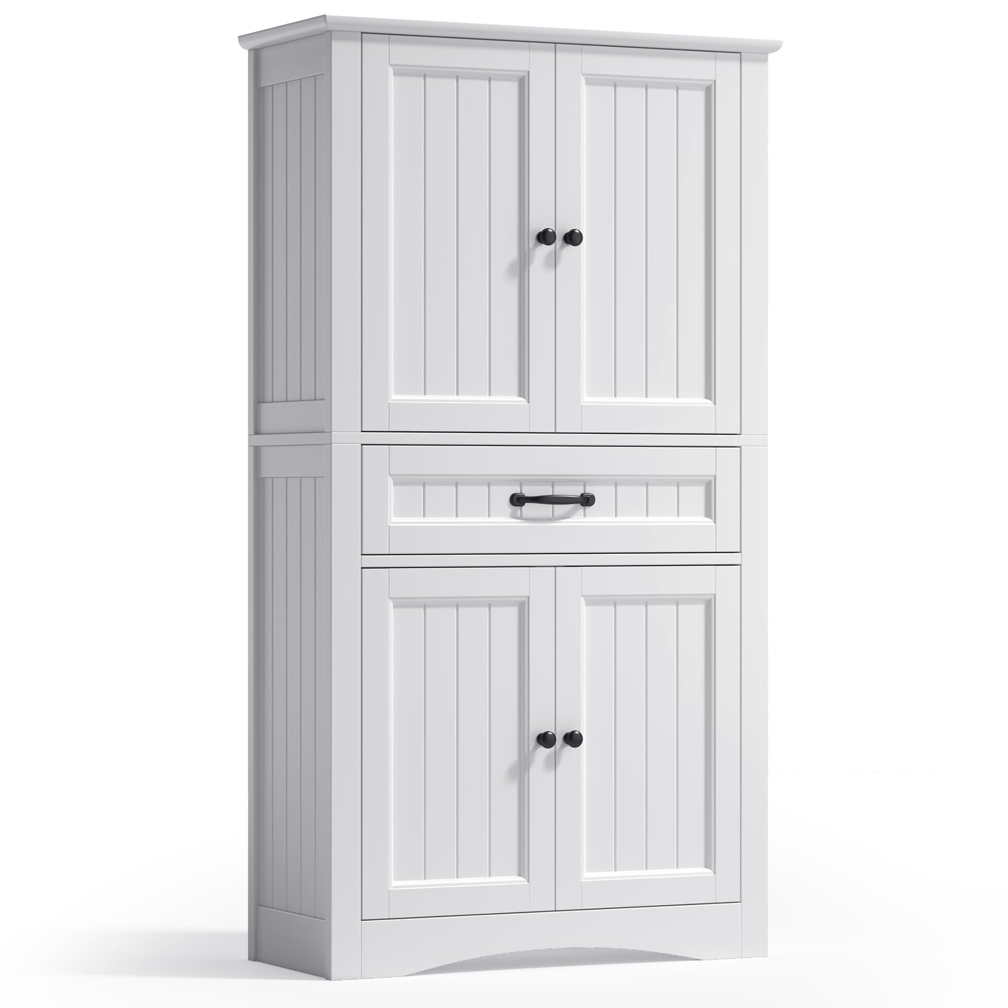 Xbro Mobile Bagno Alto Stretto 31 cm con 2 Ante e 1 Cassetto, Armadio Bagno Salvaspazio con Ripiani Regolabili e Sistema Antiribaltamento, 73x31x132 cm, Bianco