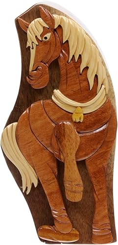 Miniatura 1 de Caja de rompecabezas secreta de madera hecha a mano con forma de caballo Un color