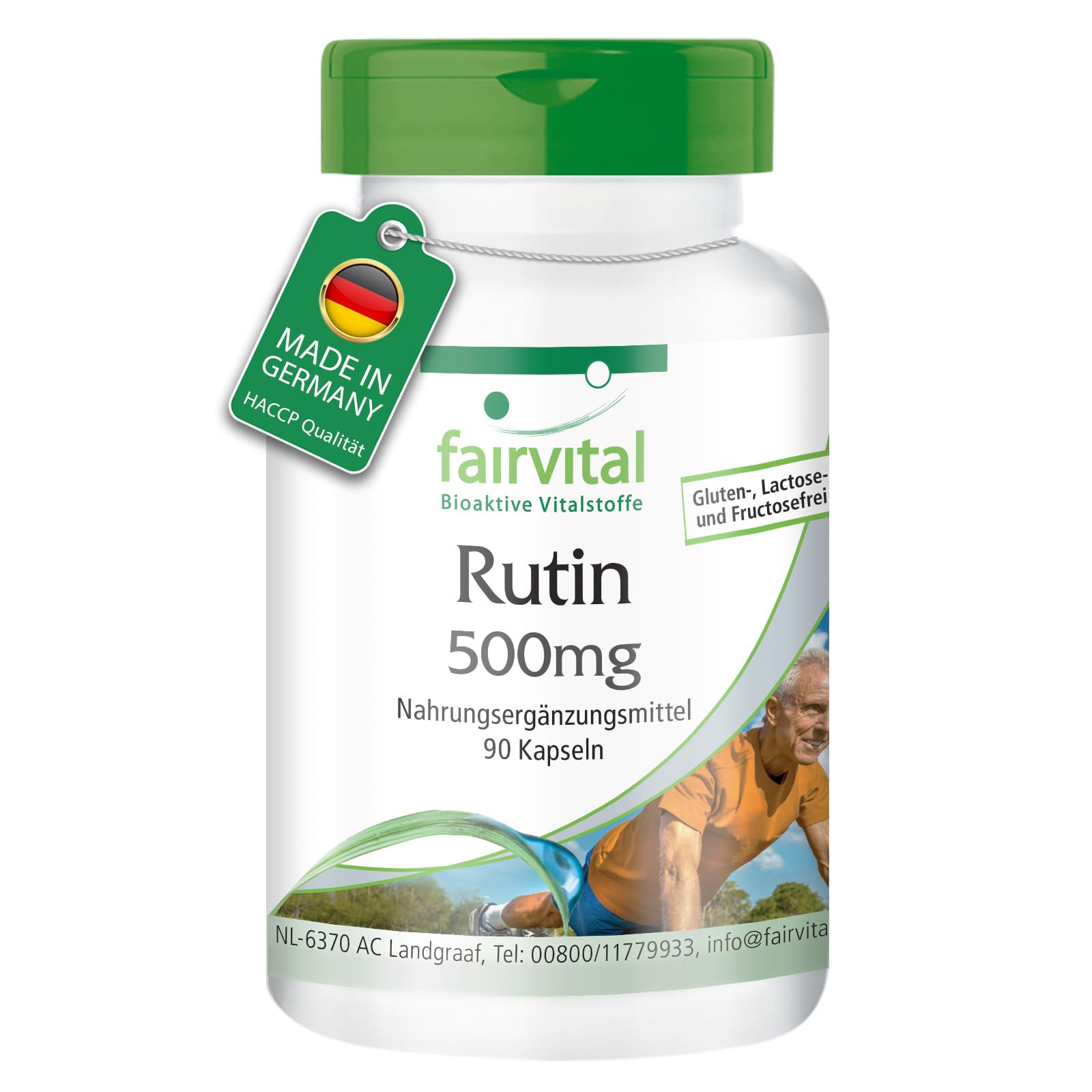 fairvital Rutine 500mg, 90 gélules, HAUTEMENT DOSÉE, issue du sophora du Japon (Sophora japonica), VÉGÉTALIENNE, pour 3 mois