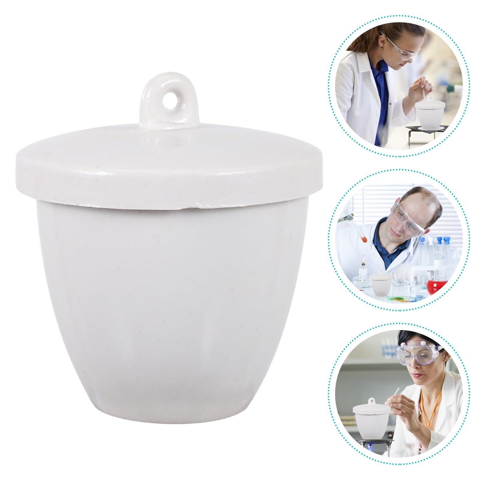 Hohopeti Crogiolo in Ceramica Bianco 4 Pezzi con Coperchio 100ml Resistente alla Corrosione e Acida per Industria Farmaceutica