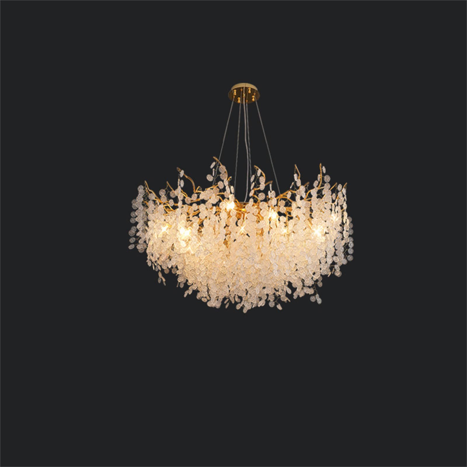 KXEcoLife Modern Crystal Tree Branch Chandelier, Luxury Art Deco Raindrop Pendant Light Fixture for Dining Room Living Bedroom Foyer Entryway,Round D45cm