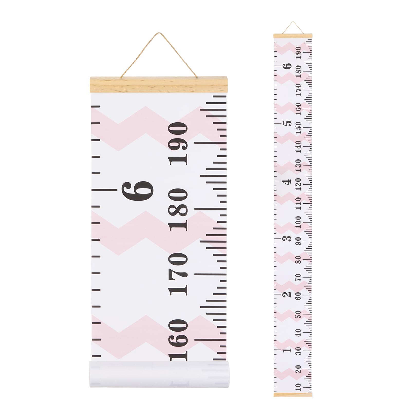 sourcing map Growth Chart for Wall, 195 x 20cm Removable Canvas Height Chart Ruler, Hanging Measurement Ruler for Bedroom Playroom Wall Decor (Pink, Wave Style)