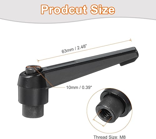 Miniatura 2 de uxcell Perillas ajustables M8, mango de rosca hembra, botón de trinquete de liberación rápida, perno giratorio para maquinaria de torno, color negro