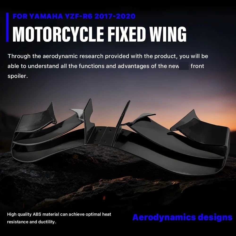Wingletów Motocyklowych Włókna Boczne Owiewki Wing Do YZF R6 2017-2020 puszczania samolotów przedni spojler wingletów(Bright Black)