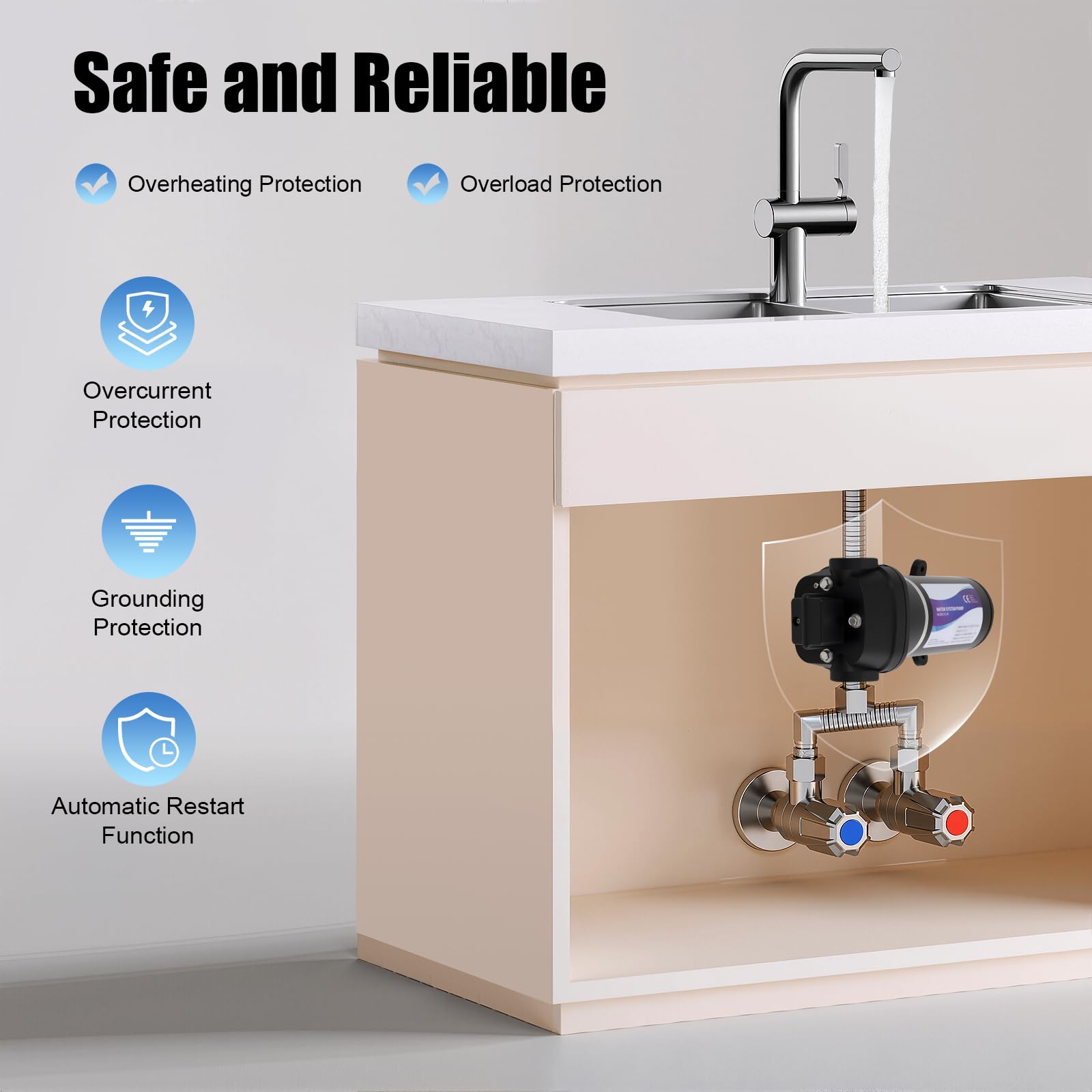 12V DC Druckerhöhungspumpe mit Filter 132 W Teichpumpe | Teichfilter Komplettset mit Pumpe Wasserpumpe mit Anschlüssen Intermittierend B Isolationsklasse 25.1 x 10.3 x 10.1cm