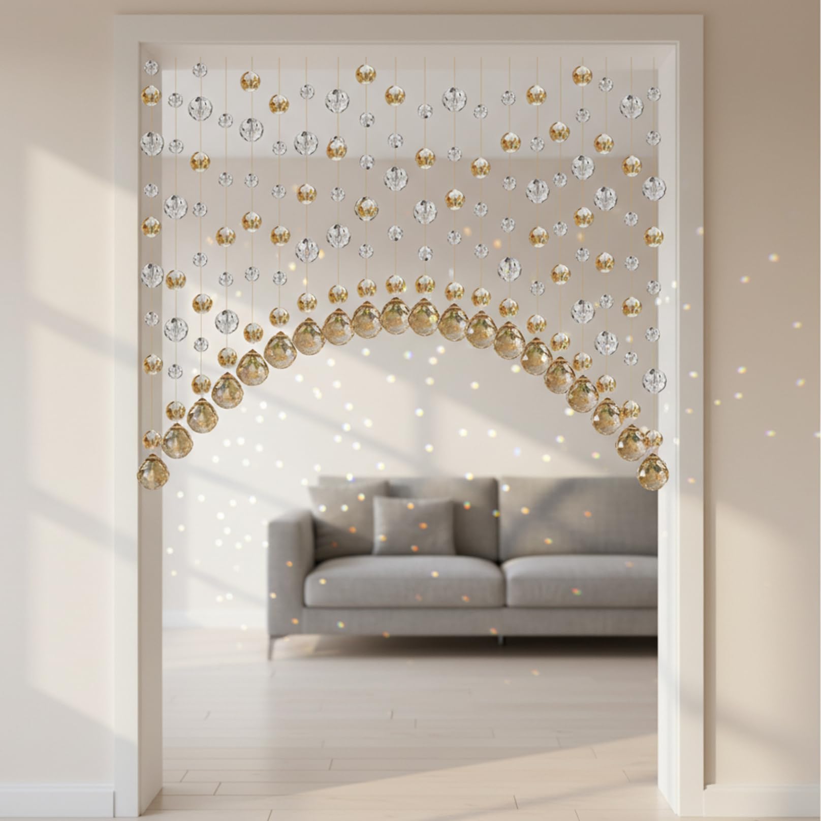 Rideau de Perles de Cristal pour Porte, 20 Cordes, Rideau Perles, séparateur pièce, Rideaux Suspendus pour fenêtres, Chambre à Coucher, Salon, café