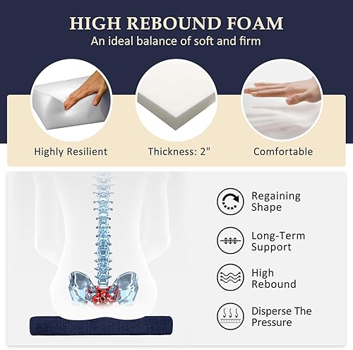 Miniatura 3 de Wellsin Cojines para sillas de comedor, paquete de 6, cojines para sillas de cocina con lazos y respaldo antideslizante, almohadillas para sillas de