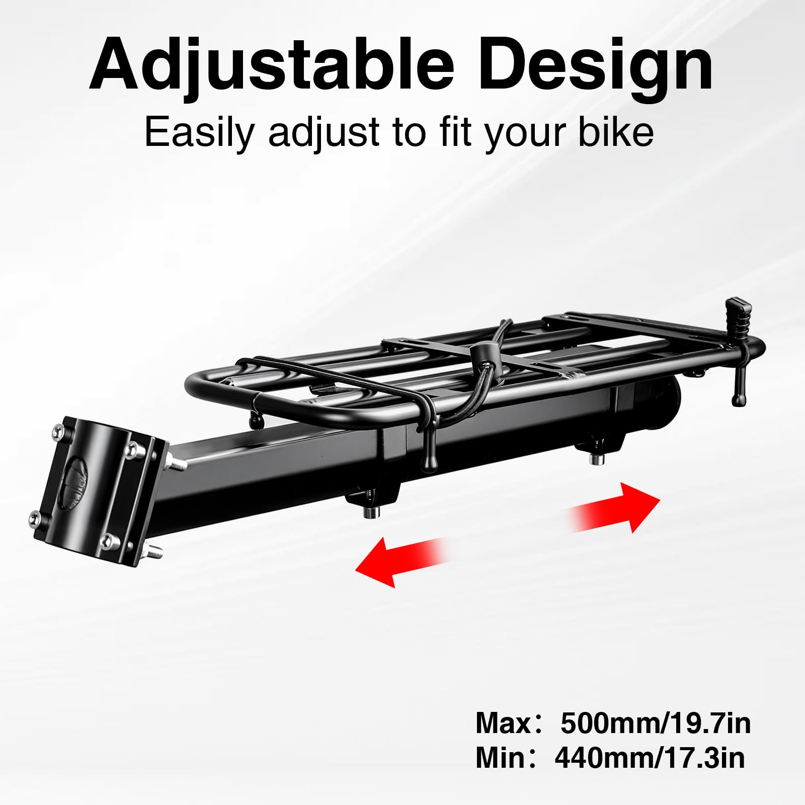 MEGHNA Universal Fahrrad Gepäckträger hinten | 15kg Tragkraft | Einstellbar für 22-29 Zoll Räder | Robuster Alu-Gepäckträger | Einfache Montage mit Werkzeug